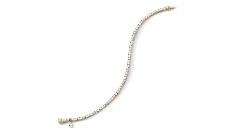 This classic take on the tennis bracelet in 18-karat yellow gold retails for $13,250 to $14,750, depending on length. (Photo courtesy of Monica Rich Kosann)