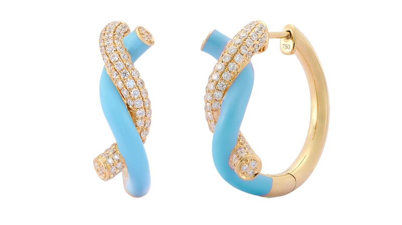“Fruit Hoops” earrings in 18-karat recycled yellow gold and 0.5 carats of white diamonds ($5,000)