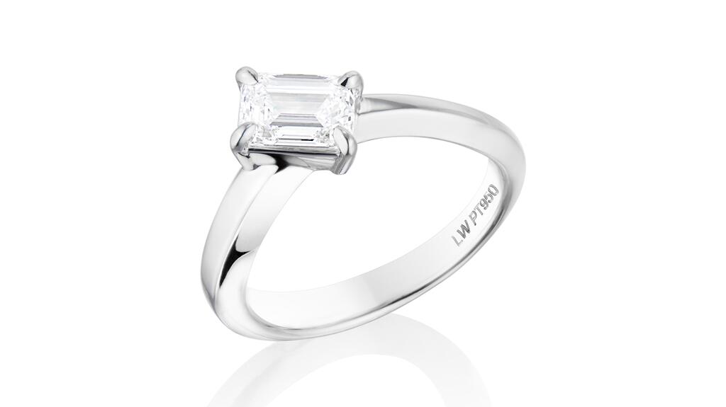 Lorraine West platinum “Waves” engagement ring.