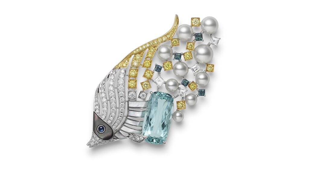 Mikimoto Praise to the Sea Threadfin Butterfly Fish Brooch