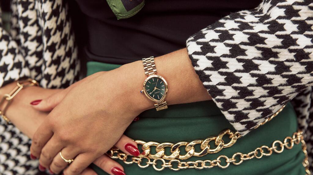 Citizen Rainell dark green dial, rose gold-toned stainless steel case and bracelet