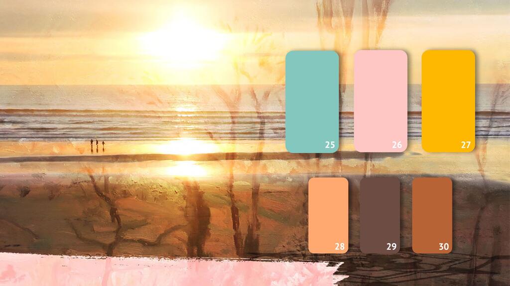 “Summer Haze” reflects the magic of warm, natural light through earthy and sunny tones. Nora Kühner summer 2027 colors summer haze