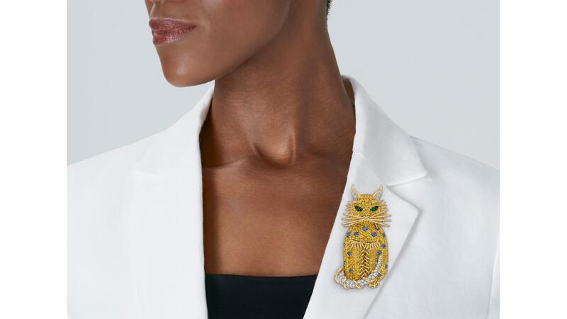 Jean Schlumberger “African Cat” brooch on model