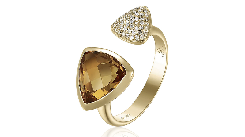 <a href="https://www.luvente.com/" target="_blank"> Luvente</a> citrine and diamond ring set in 14-karat yellow gold ($1,350)