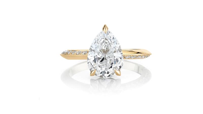 Lizzie Mandler pear diamond engagement ring