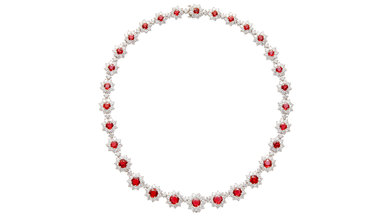 A Cartier diamond and ruby necklace once belonging to Ann Reinking ($94,062)