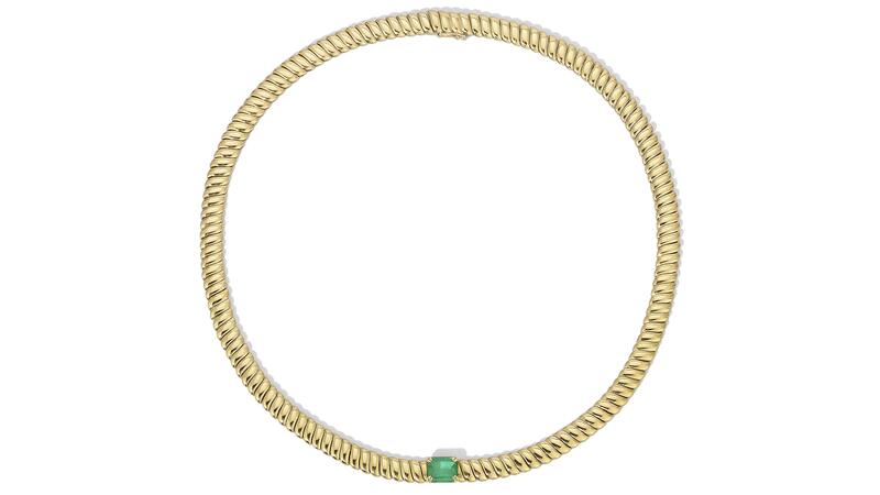 <a href="https://www.anitako.com/" target="_blank"> Anita Ko </a> 18-karat yellow gold “Zoe” choker with emerald center ($48,950)