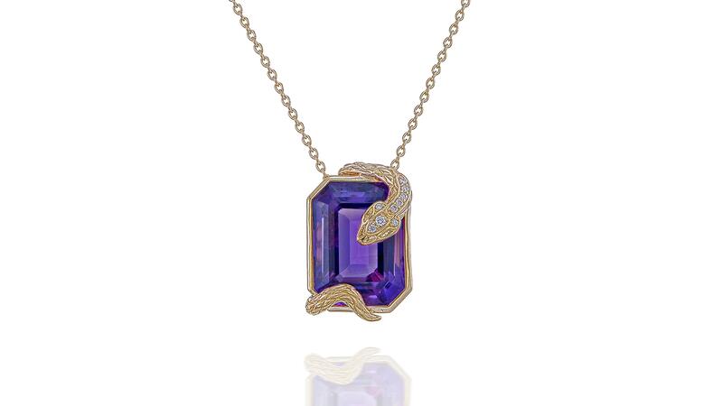 Yael Designs snake amethyst pendant