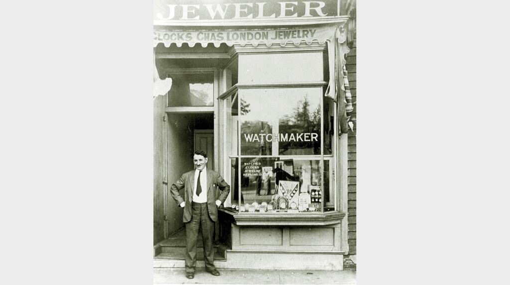 Candy Udell and husband Mark are the third generation of Mark’s family to work at London Jewelers, which was founded by his maternal grandfather, Charles London (pictured at the Glen Cove store), in 1926. 20231018_RHOF-Udell-2.jpg