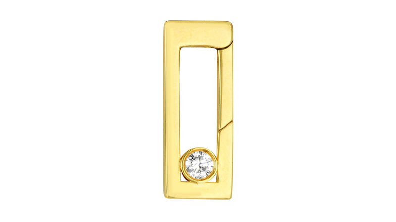 <a href="http://www.midaschain.com/" target="_blank">Midas</a> diamond bezel rectangle push lock in 14-karat gold ($835)