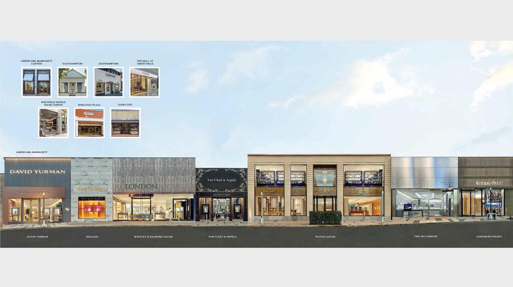 London Jewelers operates seven stores at upscale shopping center Americana Manhasset on Long Island. Pictured inset are its other locations across the Tristate area. 20231018_RHOF-Udell-3.jpg