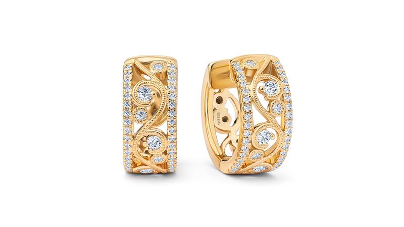 Kirk Kara Angelique wide gold and diamond swirl hoop earrings