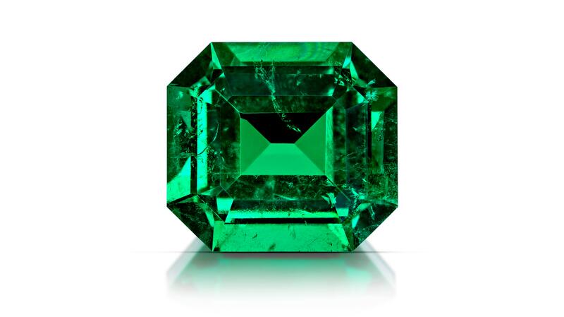 <b>Classic Gemstones, First Place.</b> Joseph Ambalu of Amba Gem Corp.’s 4.43-carat no oil emerald-cut Colombian emerald