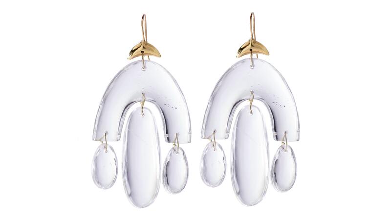 <a href="https://www.tenthousandthingsnyc.com/" target="_blank"> Ten Thousand Things </a> Crystal Small Chandelier 18-karat gold earrings ($1,540)