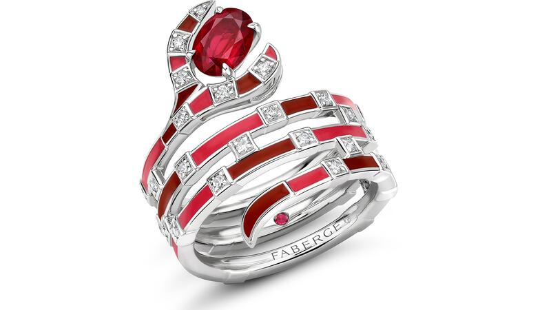Fabergé Beetlejuice ruby sandworm wrap ring