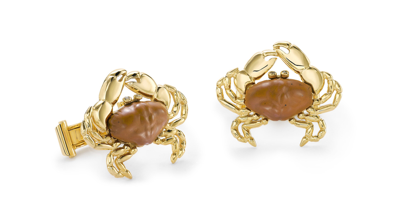 <a href="https://www.theofennell.com/" target="_blank">Theo Fennell </a>18-karat gold and jasper crab cufflinks (£7,750 or approximately $10,481 per current exchange rates)