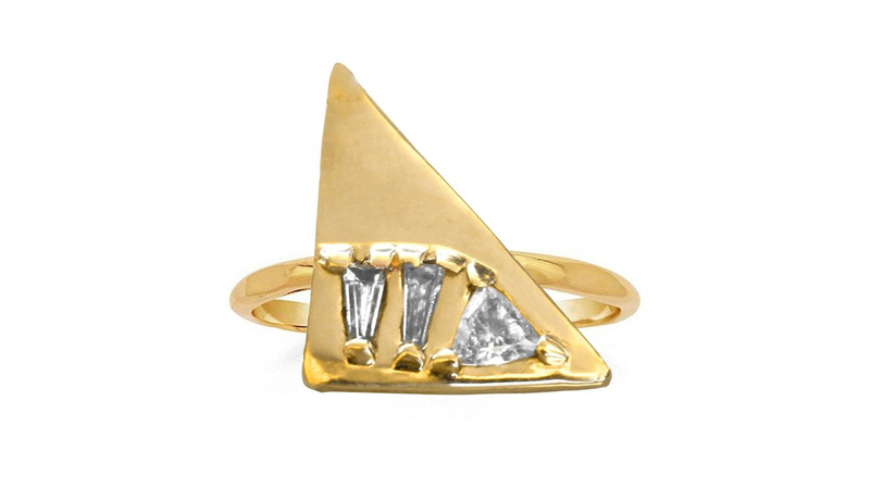 <a href="https://corvojewelry.com/collections/rings/products/rise-ring" target="_blank">Corvo</a> 14-karat gold triangle “Rise” ring with diamonds ($2,550)