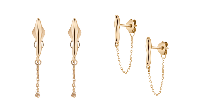 A pair of 14-karat gold vermeil chain earrings from the “Aurate x Halston: The Muse Collection” ($180)