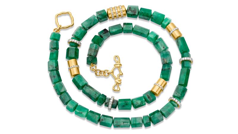 Edina Kiss Large Emerald Beaded Necklace