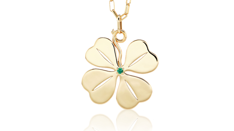 “Large Four Leaf Clover Pendant” in 18-karat yellow gold with emerald ($3,525)
