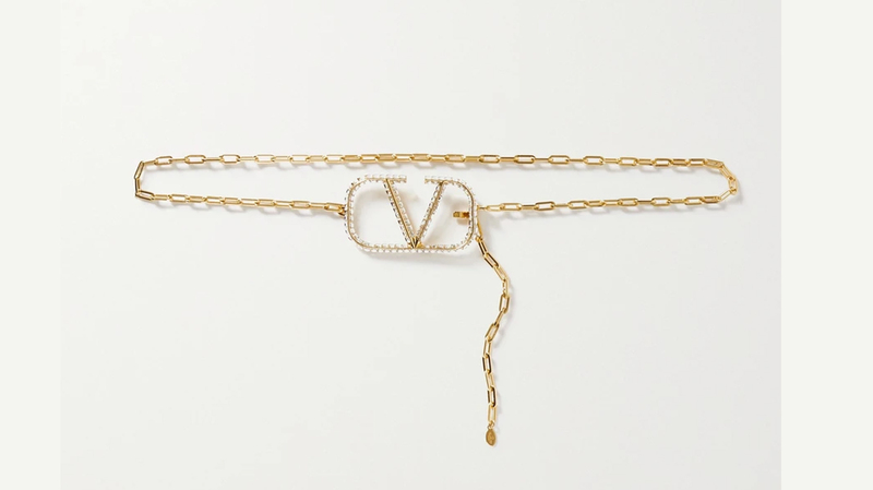 Valentino crystal-embellished gold-tone belt ($790; image courtesy of Net-a-Porter)