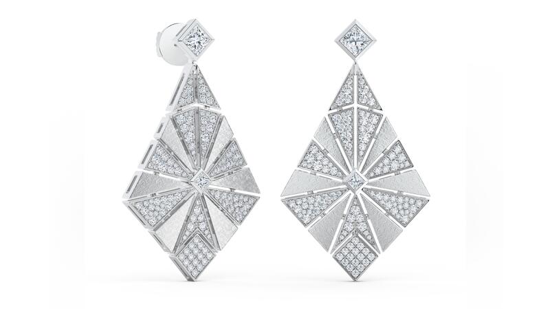 De Beers high jewelry Metamorphosis diamond earrings