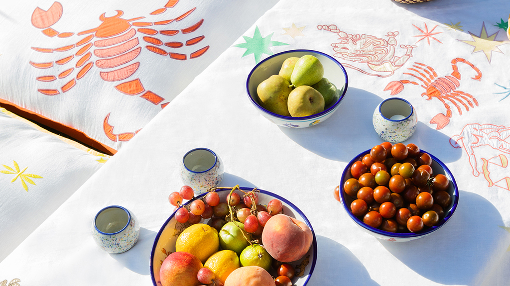 The Last Line’s new “Party” home goods collection has almost everything one could need for a perfectly set table, including linens. The Last Line’s new “Party” home goods collection has almost everything one could need for a perfectly set table, including linens.