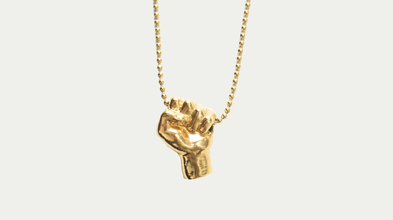 Johnny Nelson 14-karat gold “All Power Fist” necklace