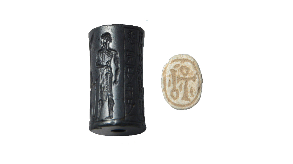 This seal, crafted out of hematite, features a cuneiform inscription from the ancient region of Mesopotamia. (Image courtesy of Peter Fischer and Teresa Bürge)