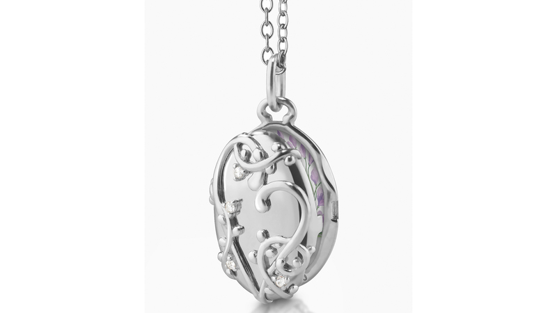 The silver Wisteria locket is $445 without chain and $595 with chain.