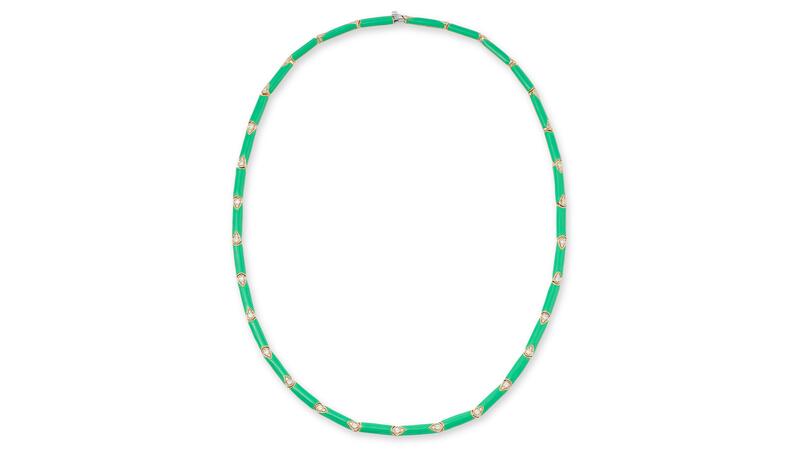 Robinson Pelham Nirvana Green Enamel Diamond Necklace