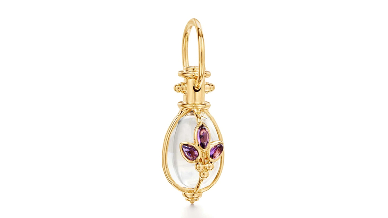 <a href="https://templestclair.com/products/18k-giglio-amulet?variant=40114561122497" target="_blank">Temple St. Clair</a> 18-karat gold “Giglio” amulet with amethyst ($2,100)