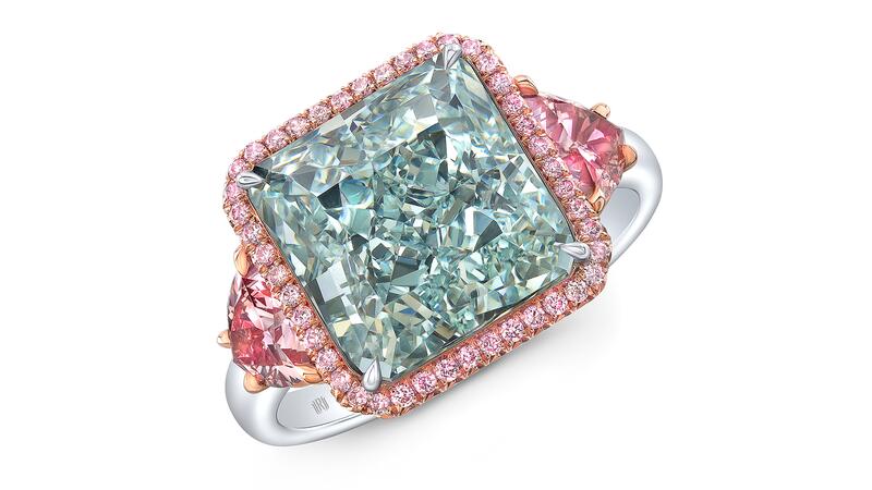 Rahaminov Diamonds blue and pink diamond rings