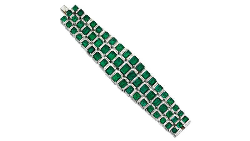 Bonhams emerald and diamond bracelet