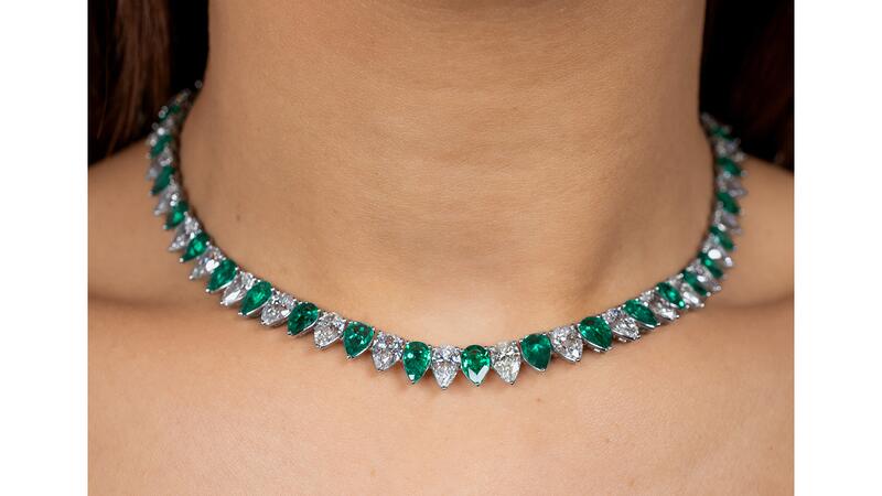 Jared Atelier diamond and emerald necklace