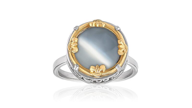 Anatoli cat’s eye moonstone ring with gold vermeil