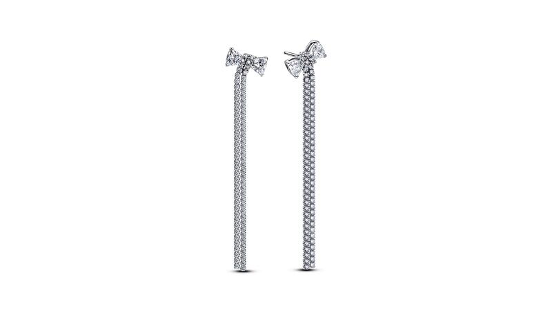 Pandora pavé bow drop earrings