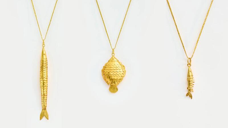 Pippa Smalls Myanmar Needle Fish, Flounder Fish, Pollock Fish Pendants