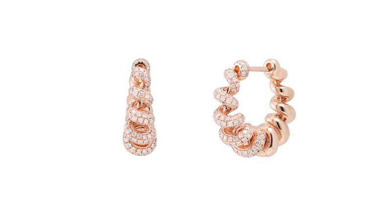 “Small Slinkee” earrings in 18-karat recycled rose gold and 1.3 carats of diamonds ($9,360)