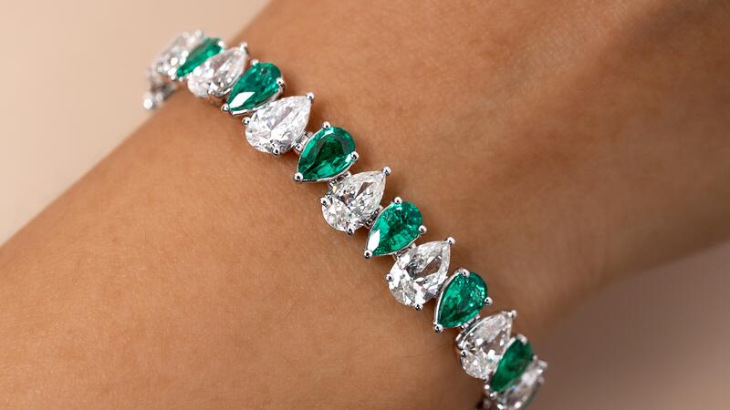 Jared Atelier diamond and emerald tennis bracelet
