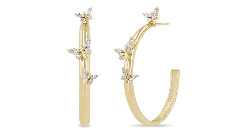 Cynthia Erivo x Zoe Chicco Mixed Round and Marquise Diamond Butterfly Large Round Hoops