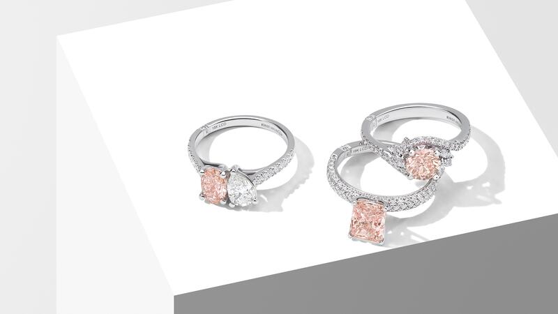 Monique Lhuillier Bliss lab-grown pink diamond engagement rings