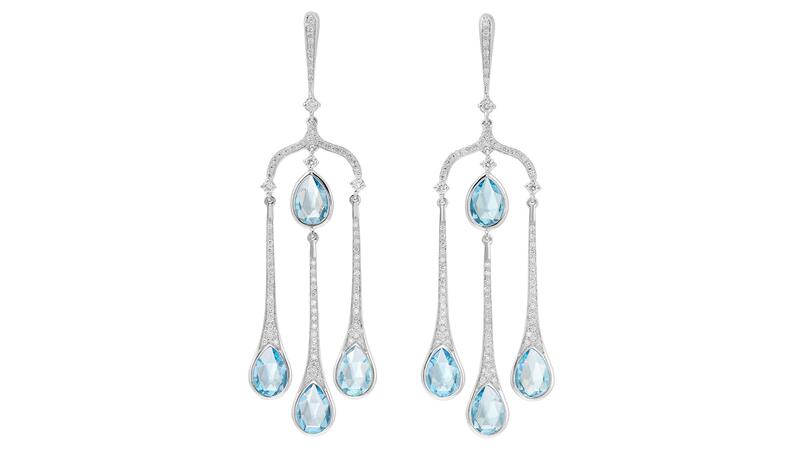 Robinson Pelham Gloria Blue Topaz and Diamond Drop Earrings
