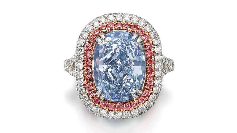 This 4.88-carat fancy blue diamond ring went for $1.8 million.