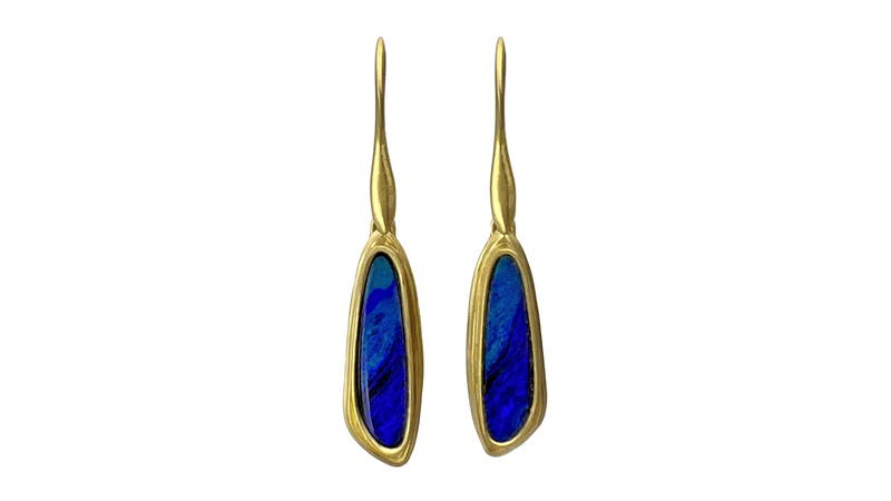 <a href="https://www.originaleve.com/" target="_blank">Original Eve Designs</a> Australian blue opal doublet drop earrings set in 18-karat recycled gold ($3,020)