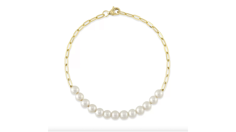 <a href="https://www.hamiltonjewelers.com/" target="_blank">Hamilton Jewelers</a> 14-karat yellow gold and cultured pearl paperclip bracelet ($775)