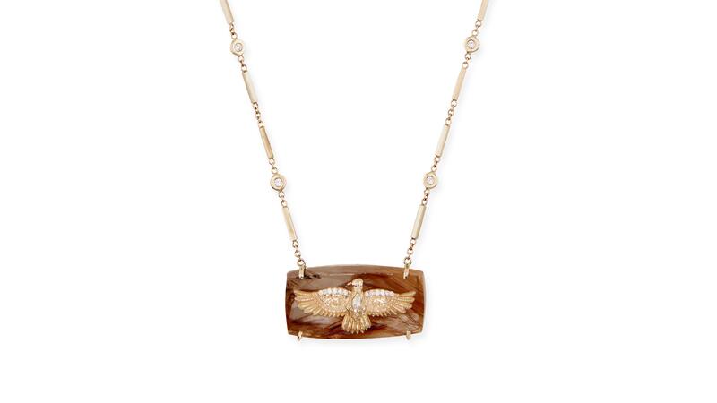 Jacquie Aiche Diamond Thunderbird on Rutilated Quartz Necklace