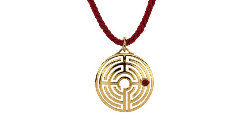 Origami Labyrinth pendant on silk cord
