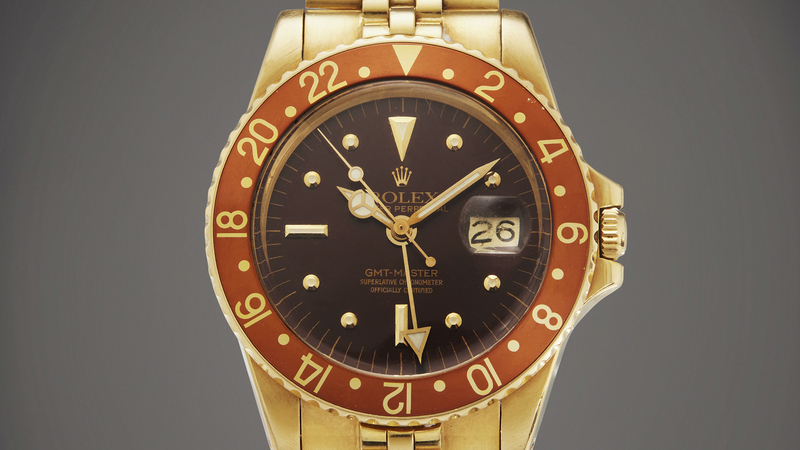 Anheuser-Busch CEO August Busch gave Stan Barrett this yellow gold Rolex GMT Ref. 1675 for his world record attempt in the Budweiser Rocket Car. (Photo courtesy of Sotheby’s)