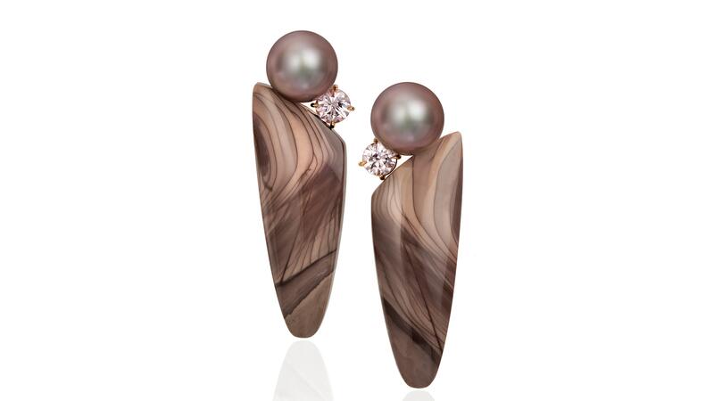Assael Pearl, Jasper, Spinel Earrings